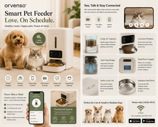 Orvenso™ Smart WiFi Automatic Pet Feeder  Feed Smarter. Love Better.
