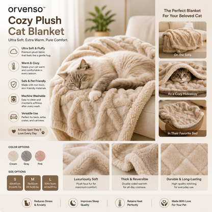 orvenso™ Cozy Plush Cat Blanket Wrap Your Cat In Pure Comfort.  Soft • Warm • Secure